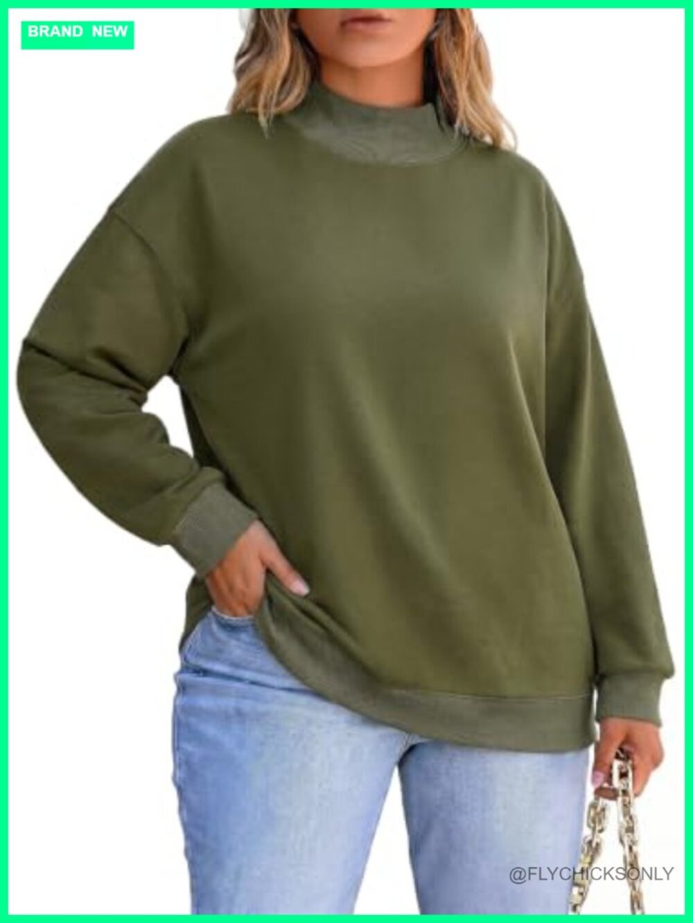 Plus Size Mock Neck Long Sleeve Pullover Sweatshirt Oversized